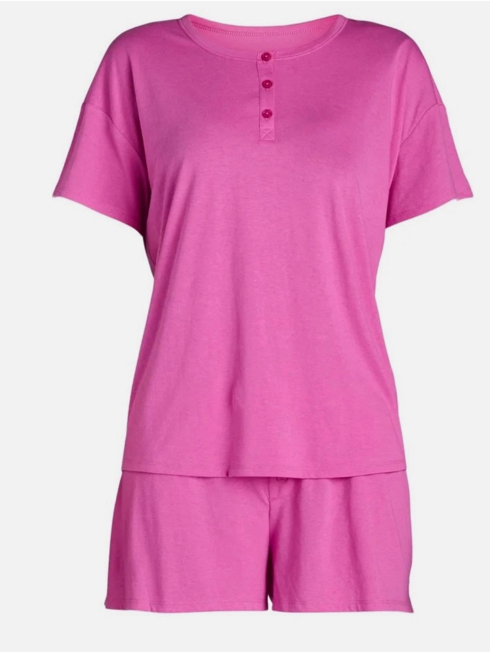 Joyspun Women’s Henley Tee & Boxer Short Set in Pink